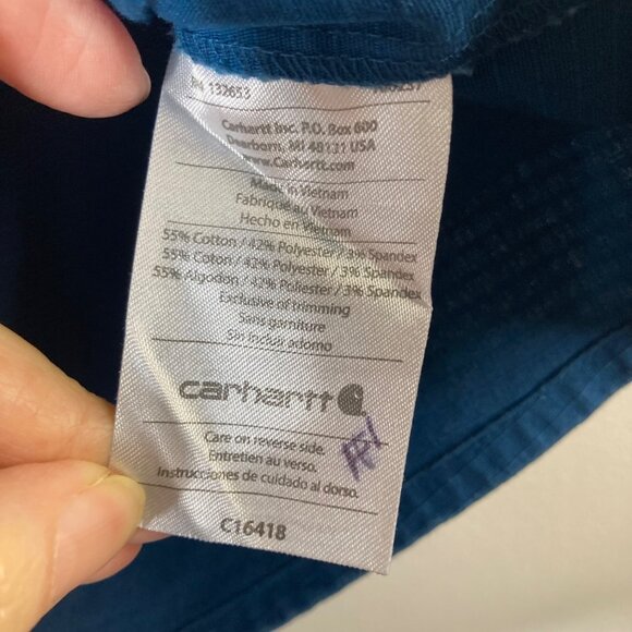 Mens Carhartt V Neck Scrub Top Green XL C16418 #1 Cotton Poly Spandex Ripstop - Picture 8 of 8